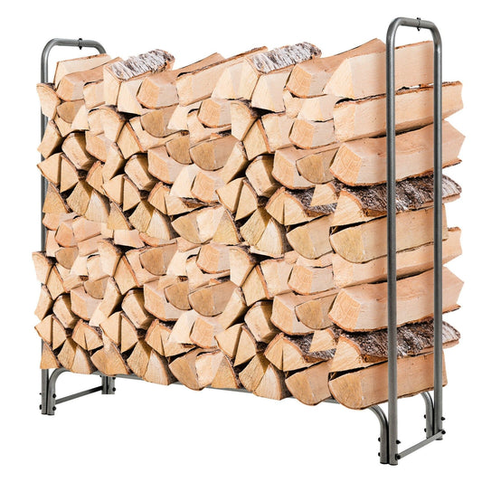4 Feet/5 Feet/6 Feet/8 Feet Firewood Storage Log Rack-4 Feet, Black