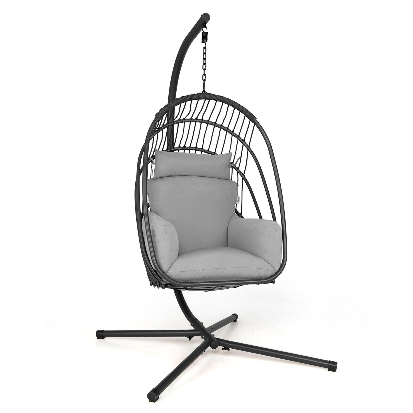 Hanging Folding Egg Chair, Soft Cushion Pillow Swing Hammock, Gray Hammocks Gray at Gallery Canada