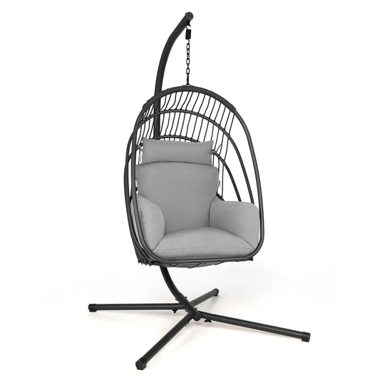 Hanging Folding Egg Chair, Soft Cushion Pillow Swing Hammock, Gray Hammocks Gray at Gallery Canada