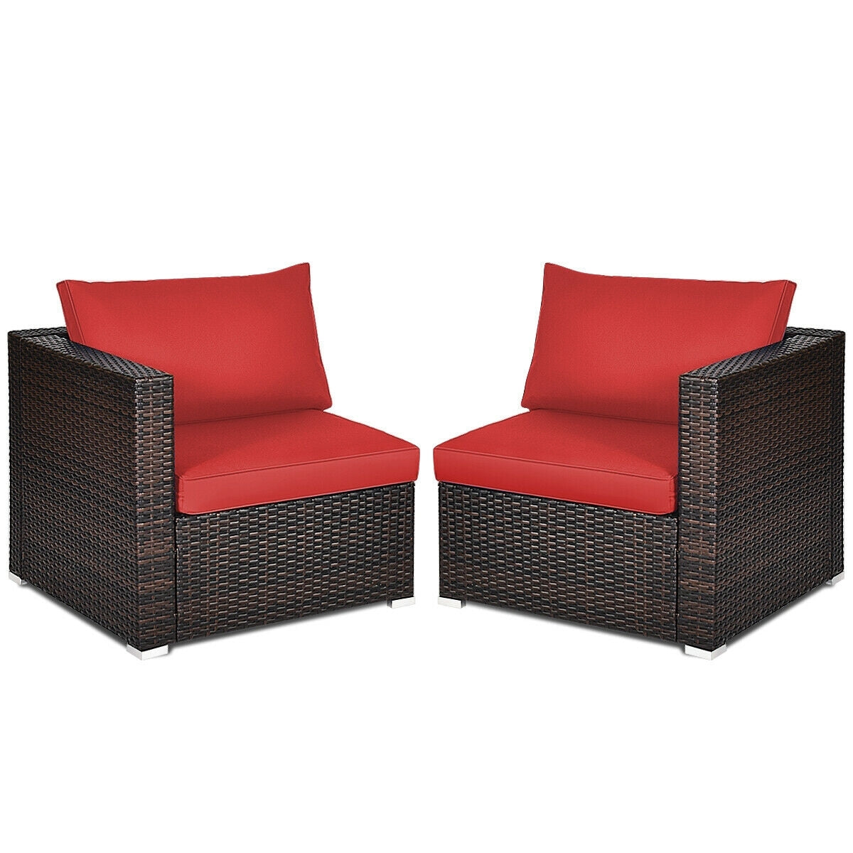 Patio Rattan Sectional Conversation Sofa Set, 2 Pieces, Red Outdoor Sectionals at Gallery Canada