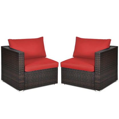 Patio Rattan Sectional Conversation Sofa Set, 2 Pieces, Red Outdoor Sectionals at Gallery Canada