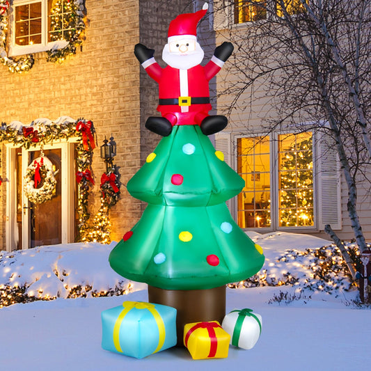 7 Feet Christmas Tree with Santa Claus and Gift Boxes for Lawn and Party, Multicolor - Gallery Canada