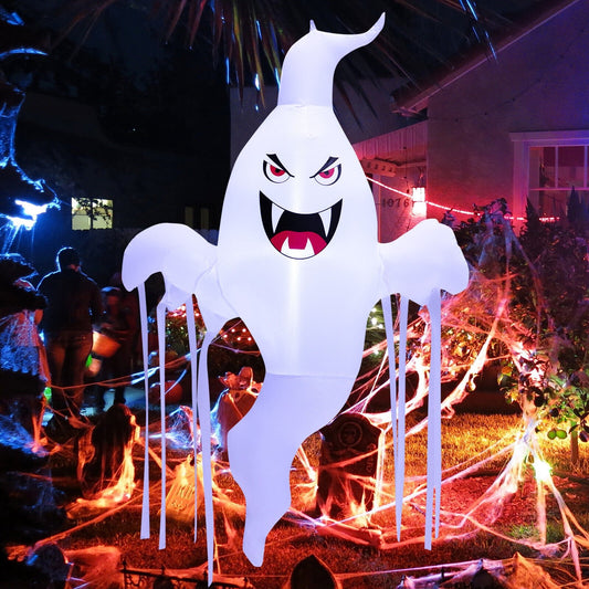 5 Feet Tall Halloween Inflatable Hanging Ghost Decoration with LED Light, White - Gallery Canada