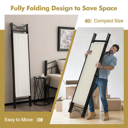 6 Feet 4-Panel Folding Freestanding Room Divider, White - Gallery Canada