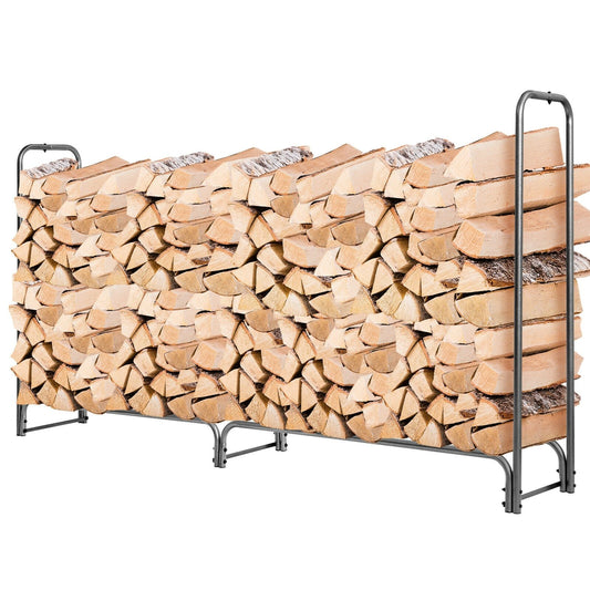 4 Feet/5 Feet/6 Feet/8 Feet Firewood Storage Log Rack-8 Feet, Black