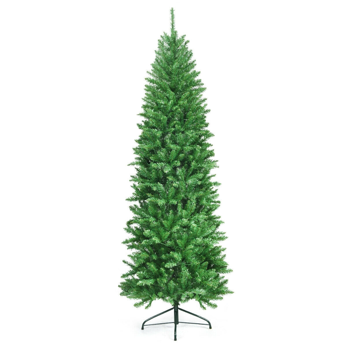 7 Ft PVC Hinged Pre-lit Artificial Fir Pencil Christmas Tree, Green Christmas Tree Green at Gallery Canada