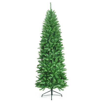 7 Ft PVC Hinged Pre-lit Artificial Fir Pencil Christmas Tree, Green Christmas Tree Green at Gallery Canada