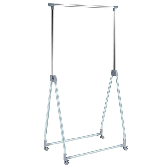 Extendable Foldable Heavy Duty Clothing Rack with Hanging Rod, Silver