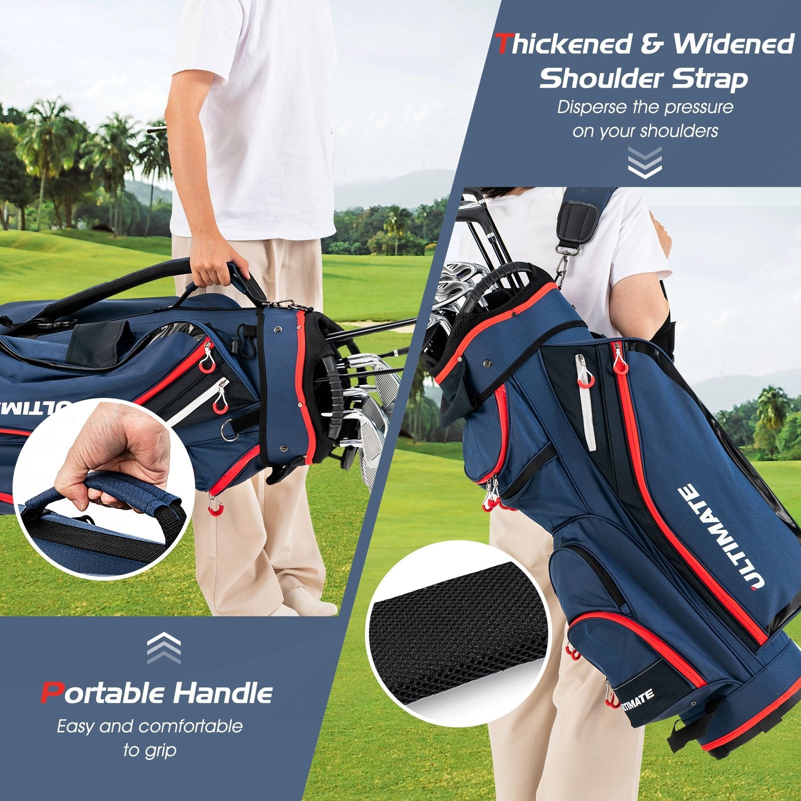 Lightweight and Large Capacity Golf Stand Bag, Navy at Gallery Canada