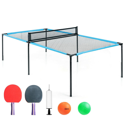 2-In-1 Ping Pong and Table Volleyball Table for Indoor and Outdoor., Blue