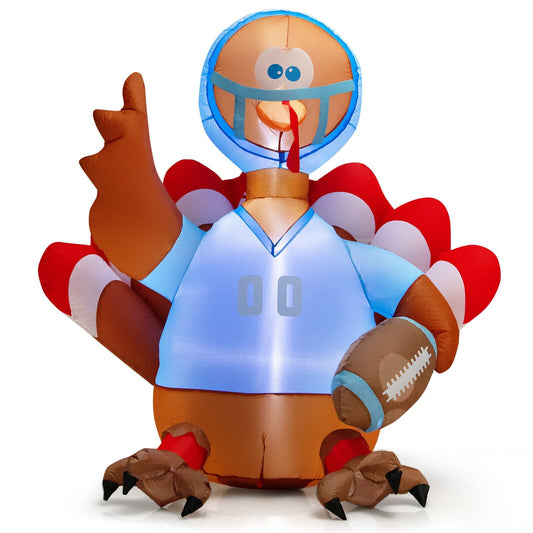 5 Feet Inflatable Thanksgiving Turkey Football Player with Lights, Multicolor - Gallery Canada