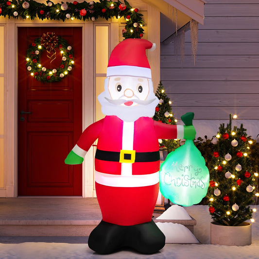 5 Feet Christmas Inflatable Santa Claus Holding Gift Bag for Yard and Garden Lawn, Red - Gallery Canada