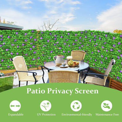4 Pieces Expandable Faux Ivy Privacy Screen Fence Panel Pack with Flower, Purple at Gallery Canada