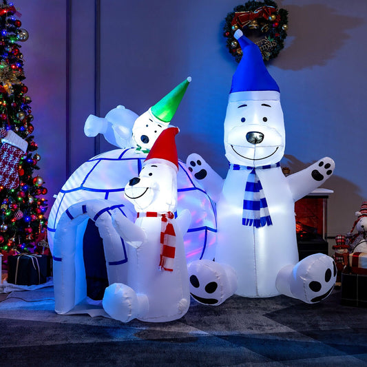 6 Feet Christmas Decoration with 3 Lovable Polar Bears, White - Gallery Canada