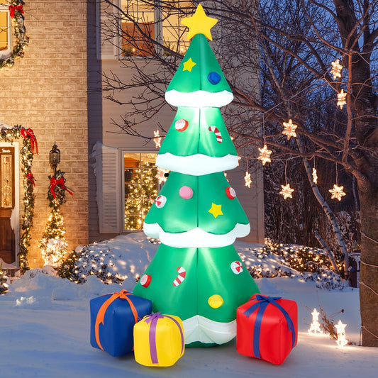 6 Feet Tall Blow up Christmas Tree with 3 Gift Boxes, Multicolor - Gallery Canada
