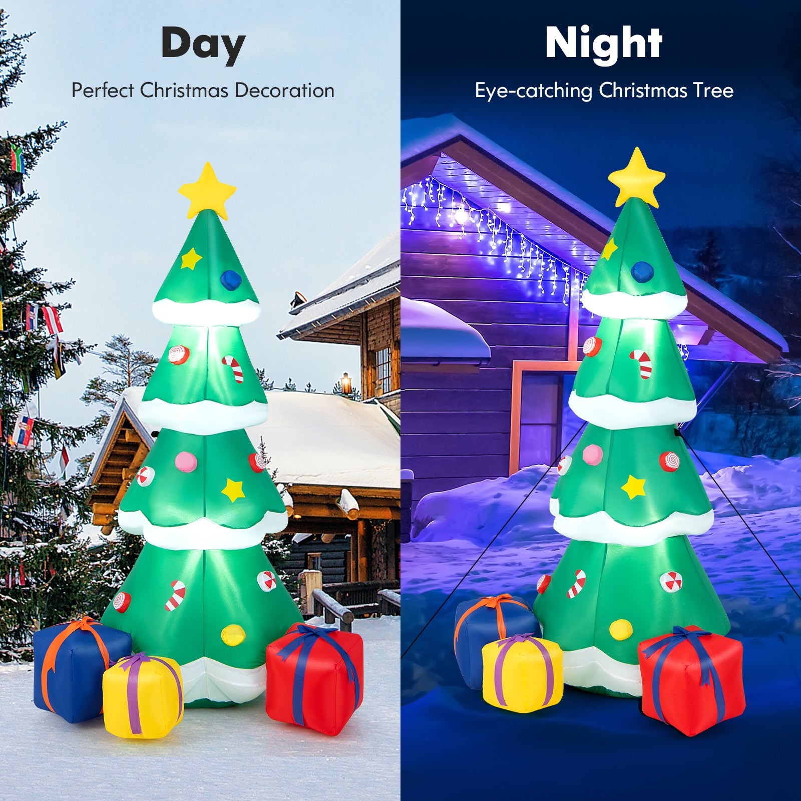6 Feet Tall Christmas Tree With 3 Gift Boxes, Multicolor Christmas Inflatables at Gallery Canada