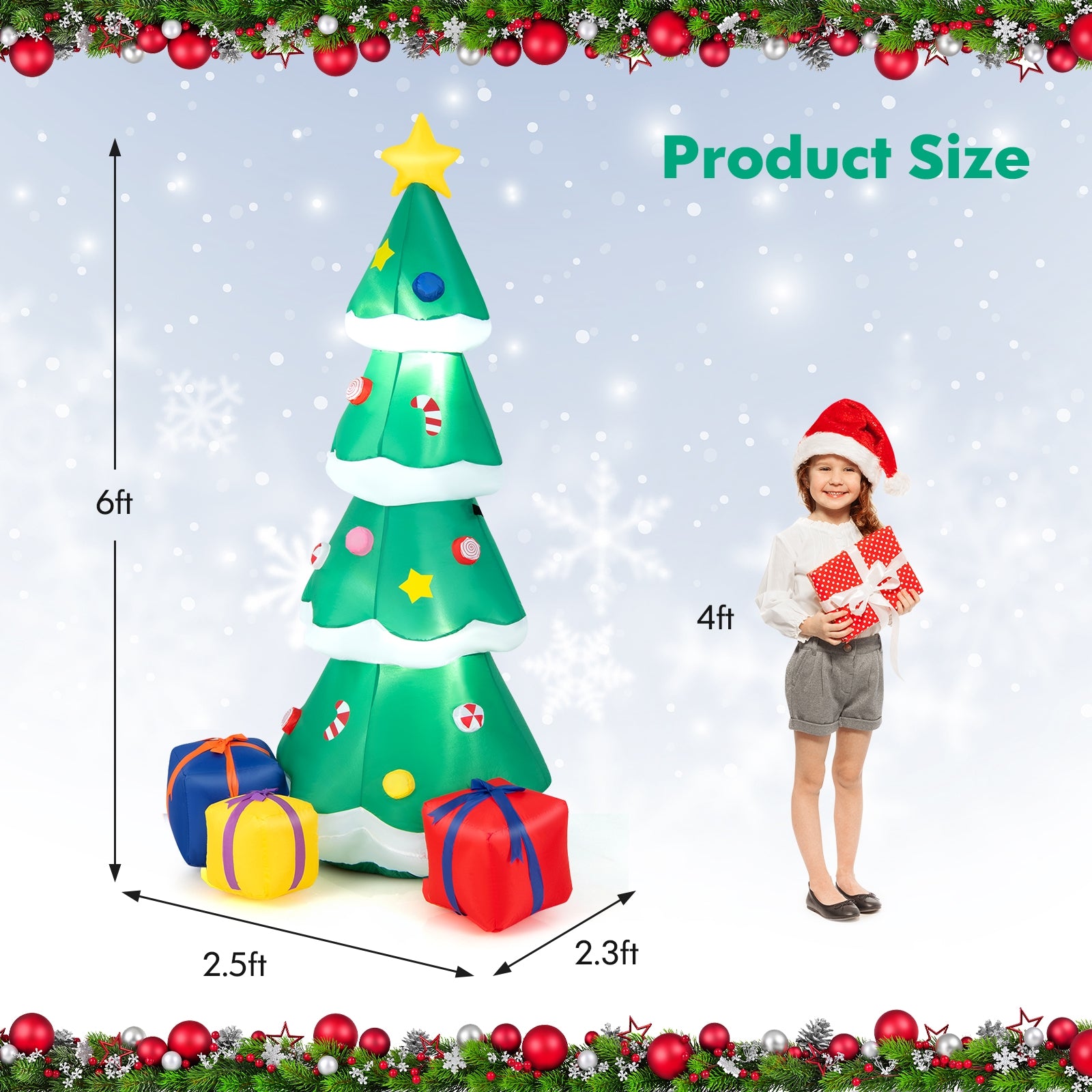 6 Feet Tall Christmas Tree With 3 Gift Boxes, Multicolor Christmas Inflatables at Gallery Canada