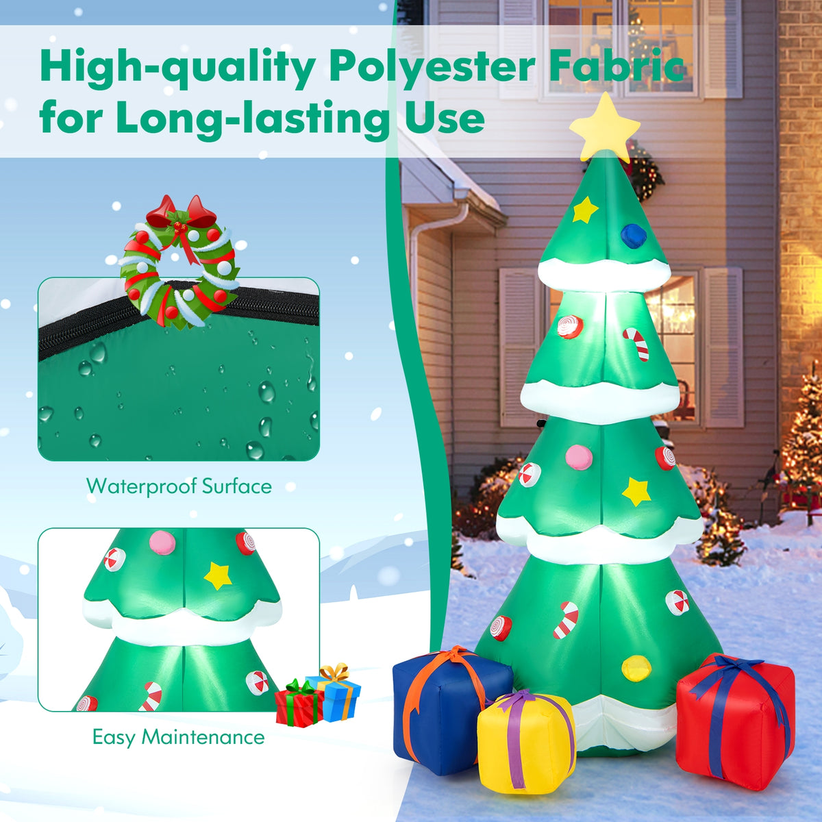 6 Feet Tall Christmas Tree With 3 Gift Boxes, Multicolor Christmas Inflatables at Gallery Canada