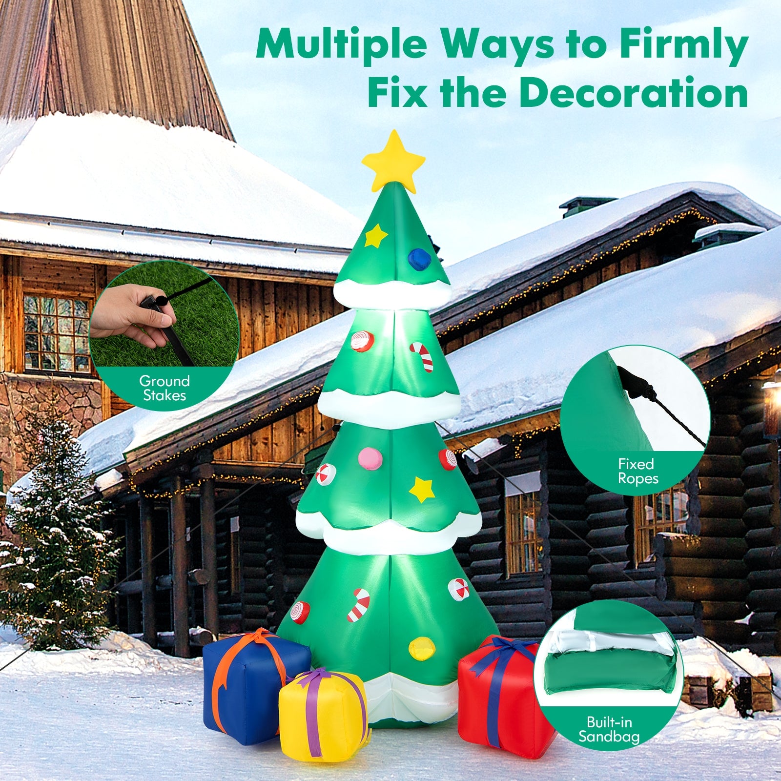 6 Feet Tall Christmas Tree With 3 Gift Boxes, Multicolor Christmas Inflatables at Gallery Canada