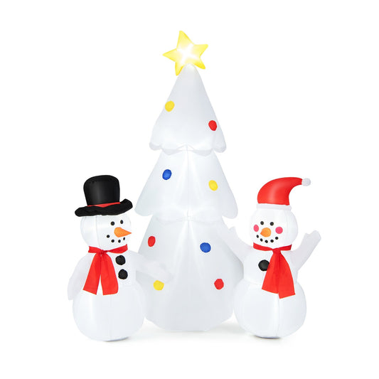 6 Feet Inflatable Christmas Tree with Snowman, White - Gallery Canada