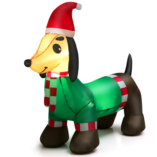 4 Feet Long Christmas Inflatable Dachshund Dog, Multicolor - Gallery Canada