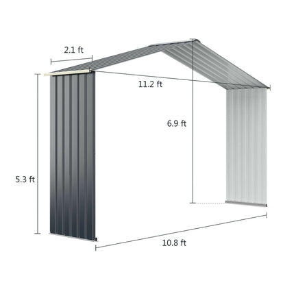 Outdoor Storage Shed Extension Kit for 11.2 Feet Shed, Gray - Gallery Canada