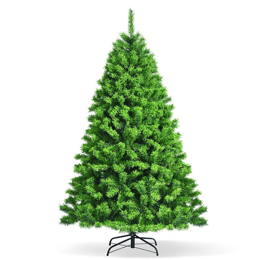 6.5 Feet Pre-Lit Hinged Christmas Tree Green Flocked with 924 Tips and 370 LED Lights at Gallery Canada