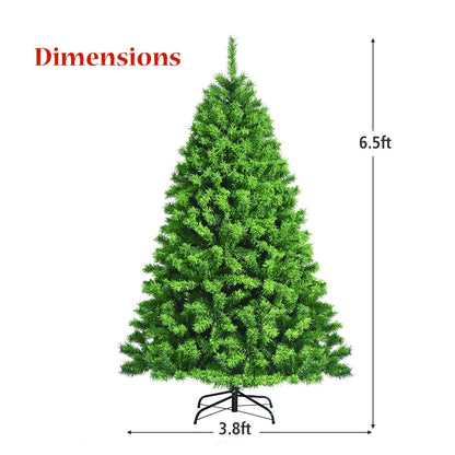 6.5 Feet Pre-Lit Hinged Christmas Tree Green Flocked with 924 Tips and 370 LED Lights - Gallery Canada