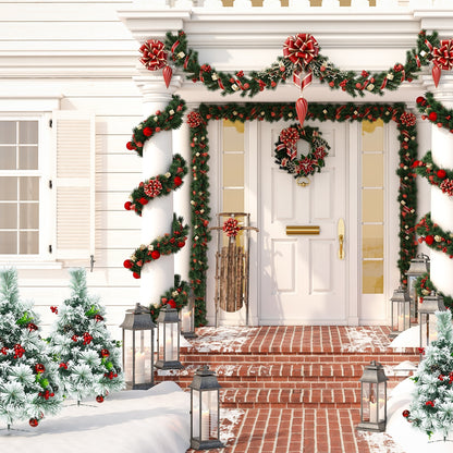 2 Feet Set of 2 Pre-lit Flocked Christmas Trees, Battery Powered, Green Christmas Decor & Accessories at Gallery Canada