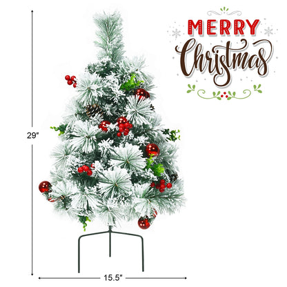 2 Feet Set of 2 Pre-lit Flocked Christmas Trees, Battery Powered, Green Christmas Decor & Accessories at Gallery Canada