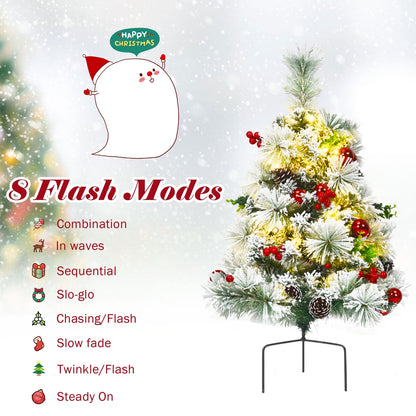 2 Feet Set of 2 Pre-lit Flocked Christmas Trees, Battery Powered, Green Christmas Decor & Accessories at Gallery Canada