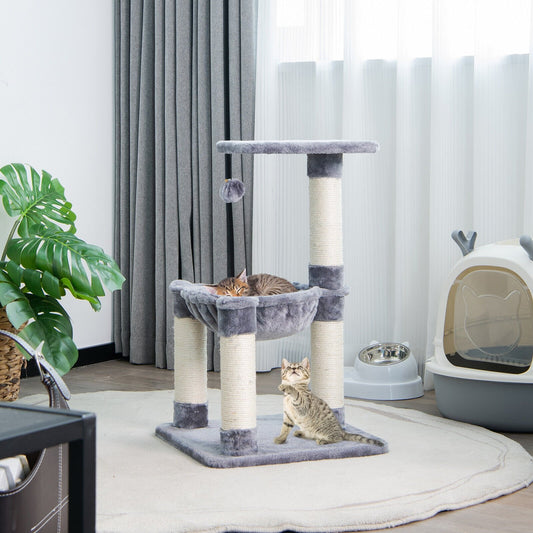 Multi-level Cat Tree with Scratching Posts and Cat Hammock, Gray - Gallery Canada