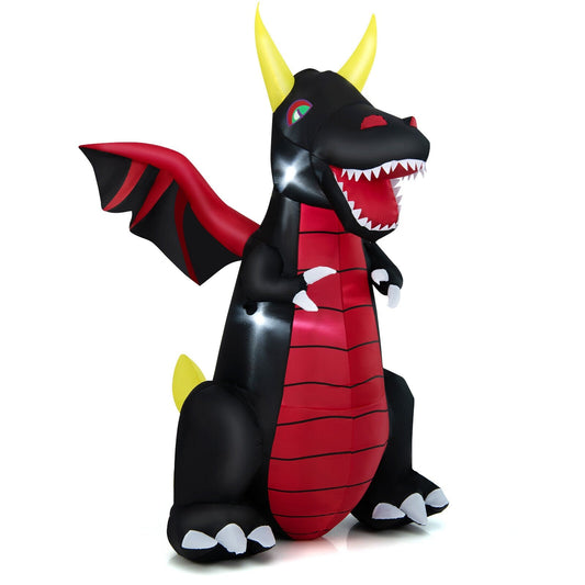8 Feet Halloween Inflatable Fire Dragon  Decoration with LED Lights, Black - Gallery Canada