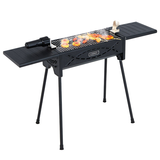 Portable Charcoal Grill with Electric Roasting Fork, Black - Gallery Canada