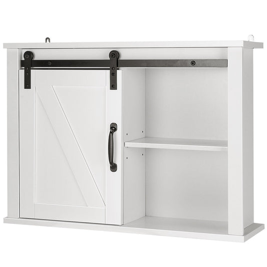 Bathroom Wall-Mounted Medicine Cabinet Organizer with Sliding Barn Door, White at Gallery Canada