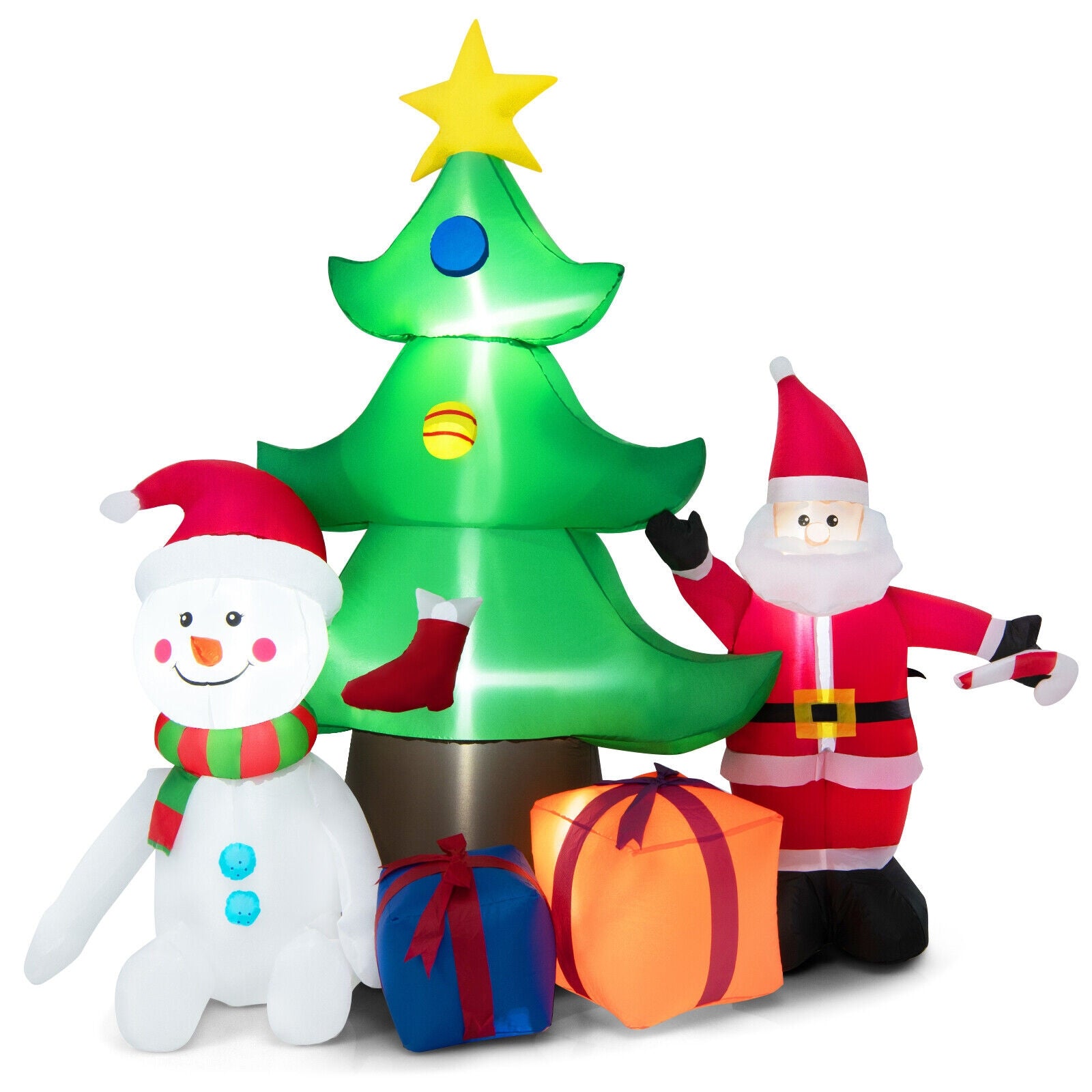 7.2 Feet Inflatable Christmas Tree With Santa Claus, Multicolor Christmas Inflatables Multicolor at Gallery Canada