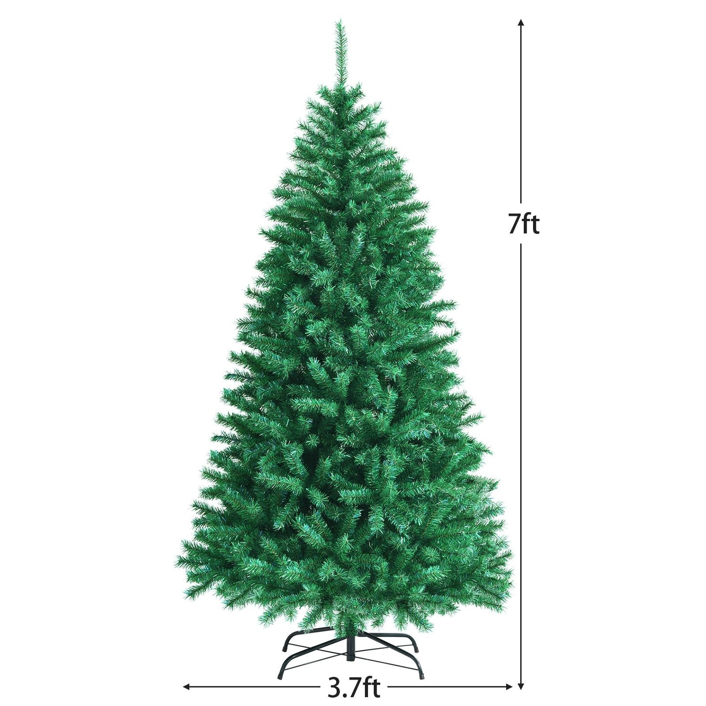 7 Feet Green Artificial Christmas Tree with 1160 Iridescent Branch Tips, Green - Gallery Canada