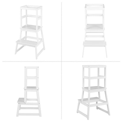2-in-1 Multifunctional Toddler Step Stool with Safety Rail, White Kids Chairs & Seating at Gallery Canada