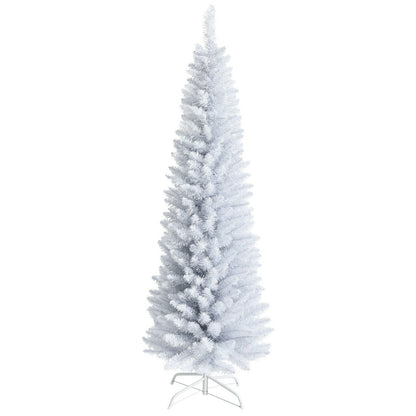 6 Feet Unlit Artificial Slim Pencil Christmas Tree with Metal Stand, White Christmas Tree at Gallery Canada