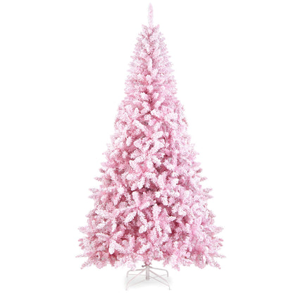 7.5 Feet Flocked Pink Christmas Tree with Stand, Pink Christmas Tree Pink at Gallery Canada