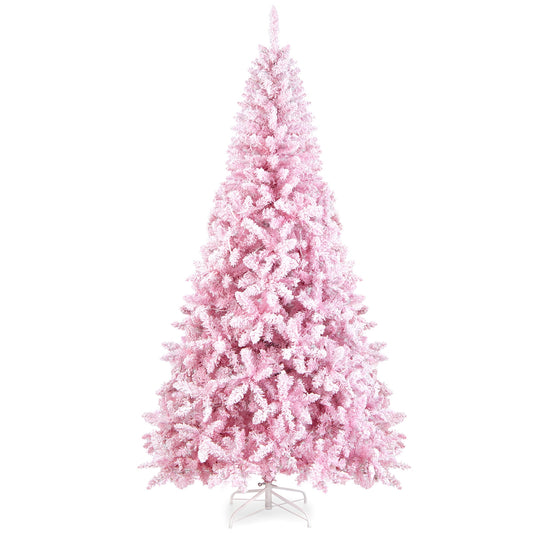 7.5 Feet Flocked Pink Christmas Tree with Stand, Pink Christmas Tree Pink at Gallery Canada