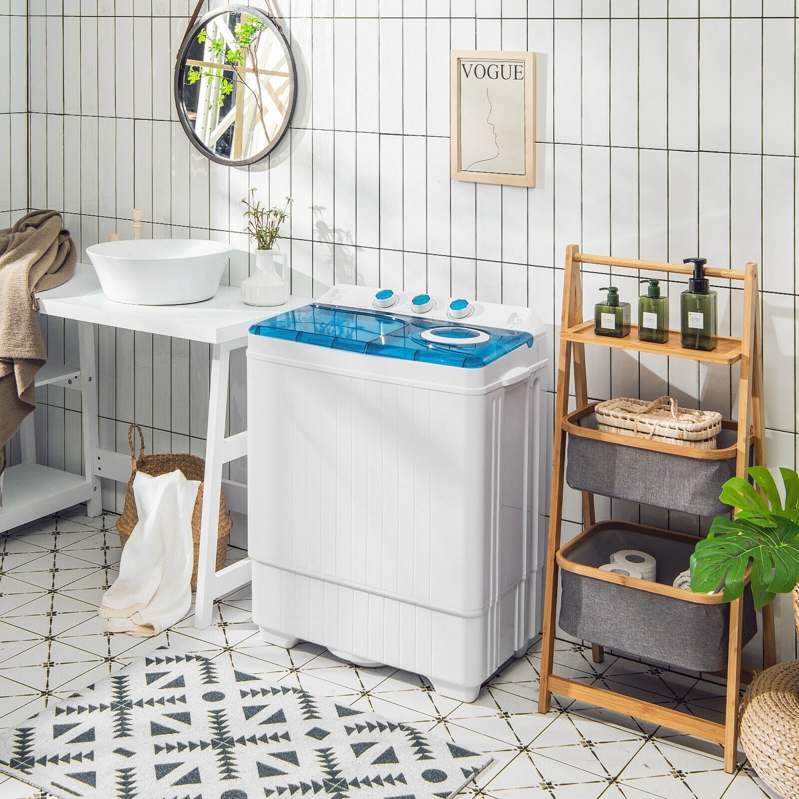 Portable Semi-Automatic Twin Tub Washing Machine, Blue Washing Machines at Gallery Canada