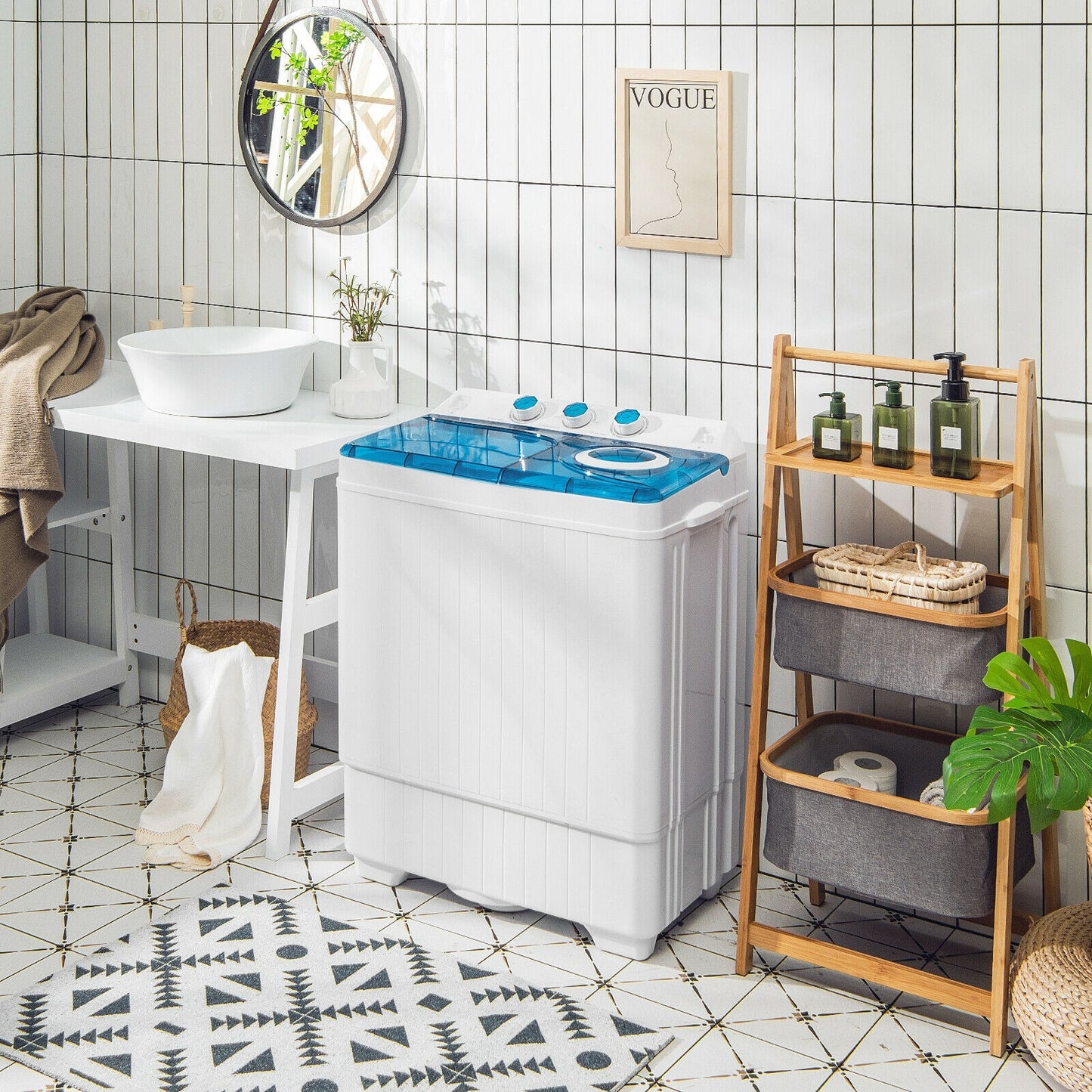 Portable Semi-Automatic Twin Tub Washing Machine, Blue Washing Machines at Gallery Canada