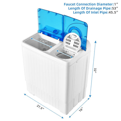 Portable Semi-Automatic Twin Tub Washing Machine, Blue Washing Machines at Gallery Canada