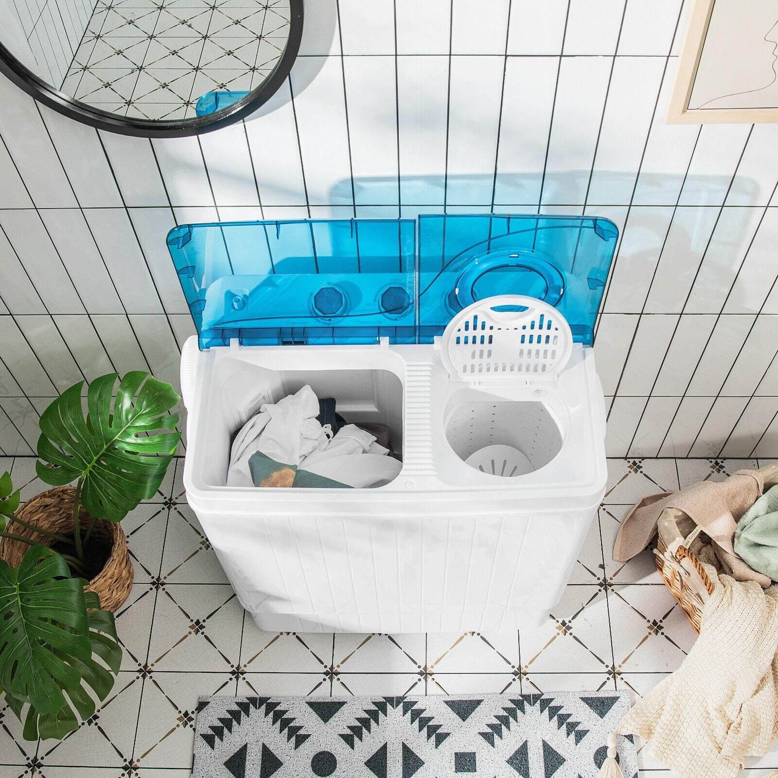 Portable Semi-Automatic Twin Tub Washing Machine, Blue Washing Machines at Gallery Canada