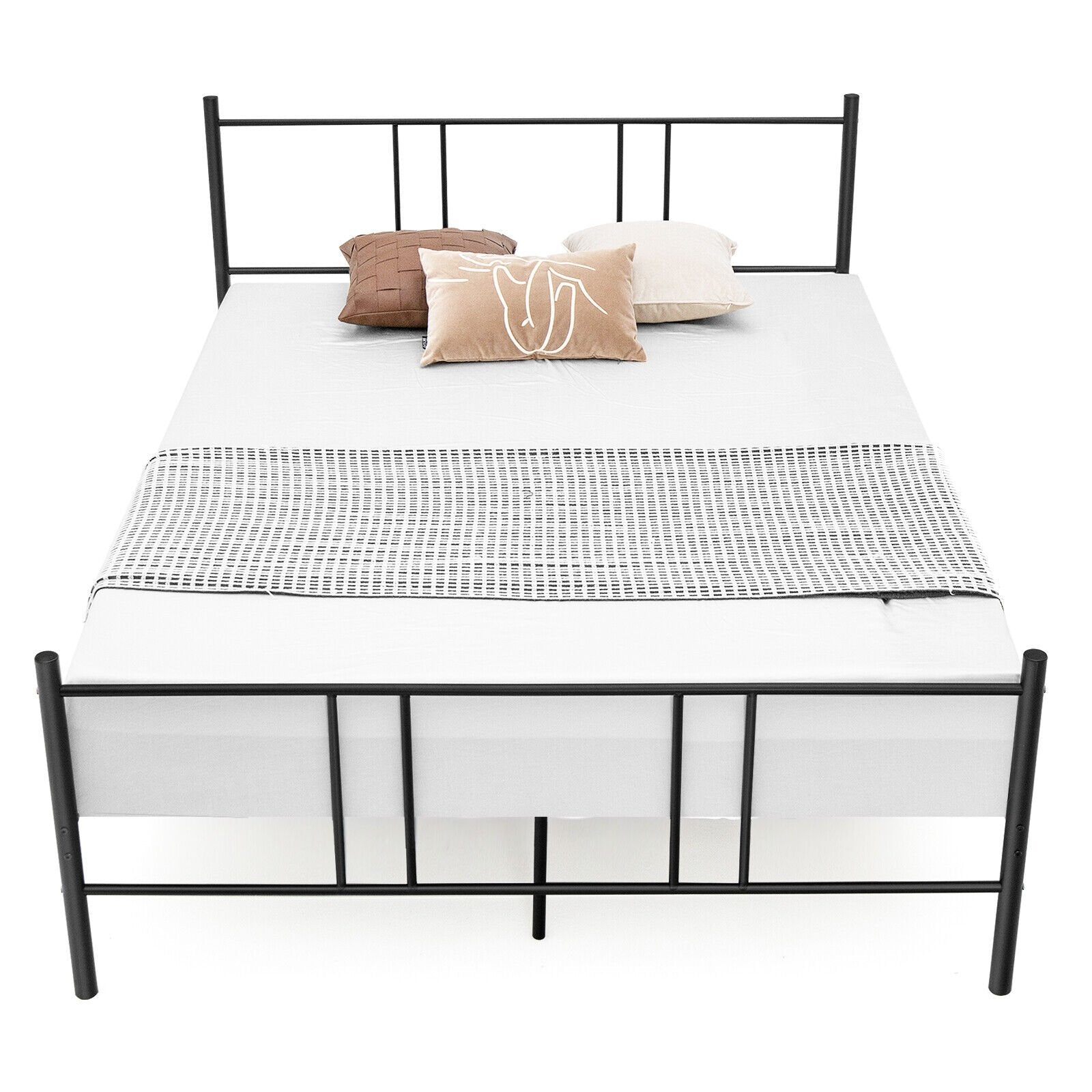 Full/Queen Size Platform Bed Frame with High Headboard-Queen Size, Black - Gallery Canada
