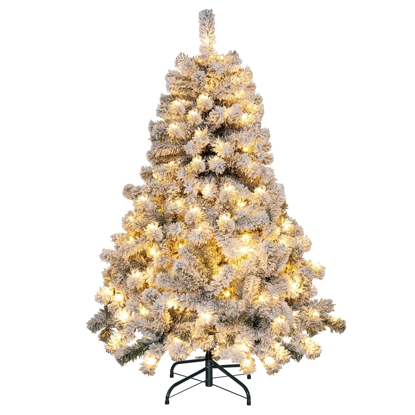 4.5 Feet Pre-Lit Premium Snow Flocked Christmas Tree with 150 Lights, Multicolor Christmas Tree Multicolor at Gallery Canada