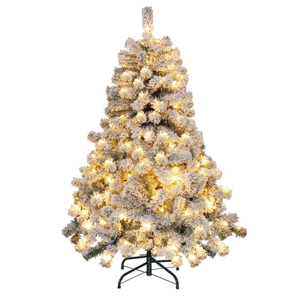 4.5 Feet Pre-Lit Premium Snow Flocked Christmas Tree with 150 Lights, Multicolor Christmas Tree Multicolor at Gallery Canada