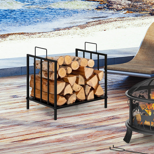 Decorative Steel Firewood Log Holder with Handle, Black - Gallery Canada