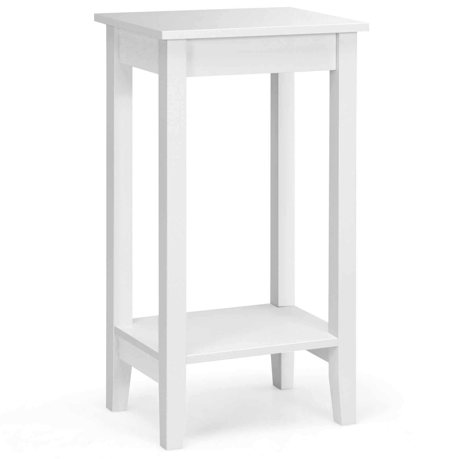 2-Tier Nightstand End Side Wooden Legs Table for Bedroom, White Nightstands White at Gallery Canada